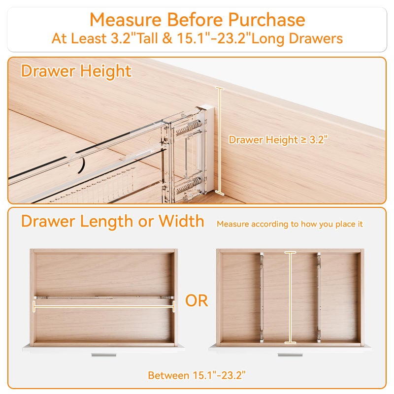 Yieach 8 Pack 3.2 Inch Shallow Acrylic Drawer Dividers for Clothes -Expandable from 15-21''- Adjustable Drawer Dividers for Baby Clothing,Sock,Underwear,Clear in Drawer Separators for Dresser,Kitchen - Image 5