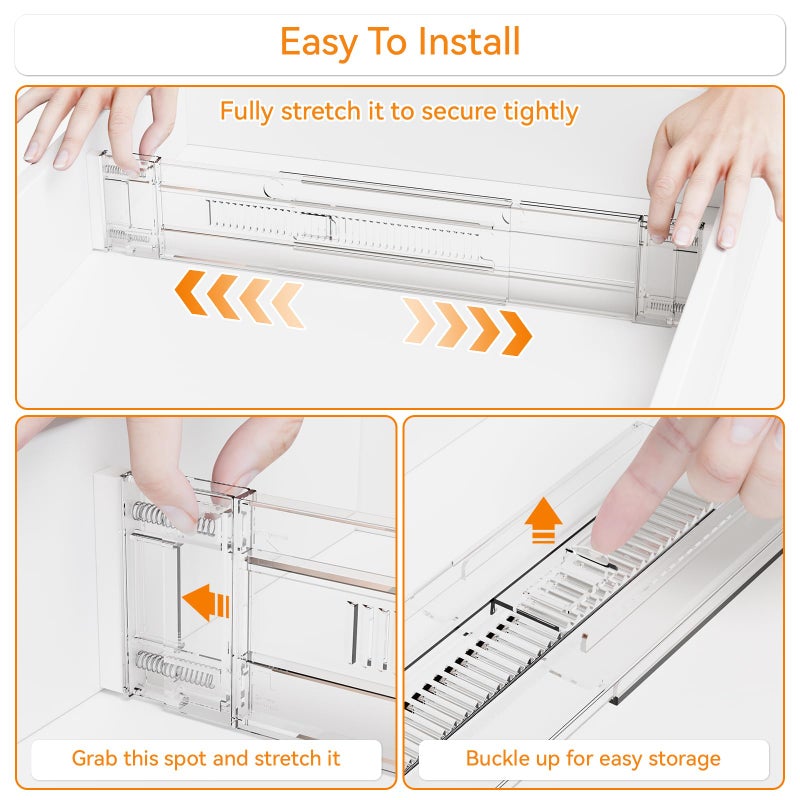 Yieach 8 Pack 3.2 Inch Shallow Acrylic Drawer Dividers for Clothes -Expandable from 15-21''- Adjustable Drawer Dividers for Baby Clothing,Sock,Underwear,Clear in Drawer Separators for Dresser,Kitchen - Image 4