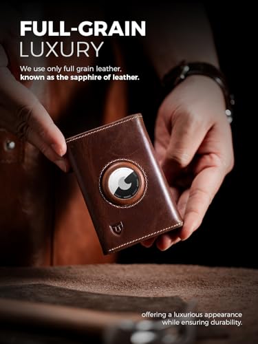 LORZOR AirTag Wallet - Full Grain Leather, Mens Minimalist Wallet with Apple Air Tag Holder, Slim Smart Pop up Card Case, ID Window, RFID Blocking, Front Pocket (AirTag Not Included) - Image 2
