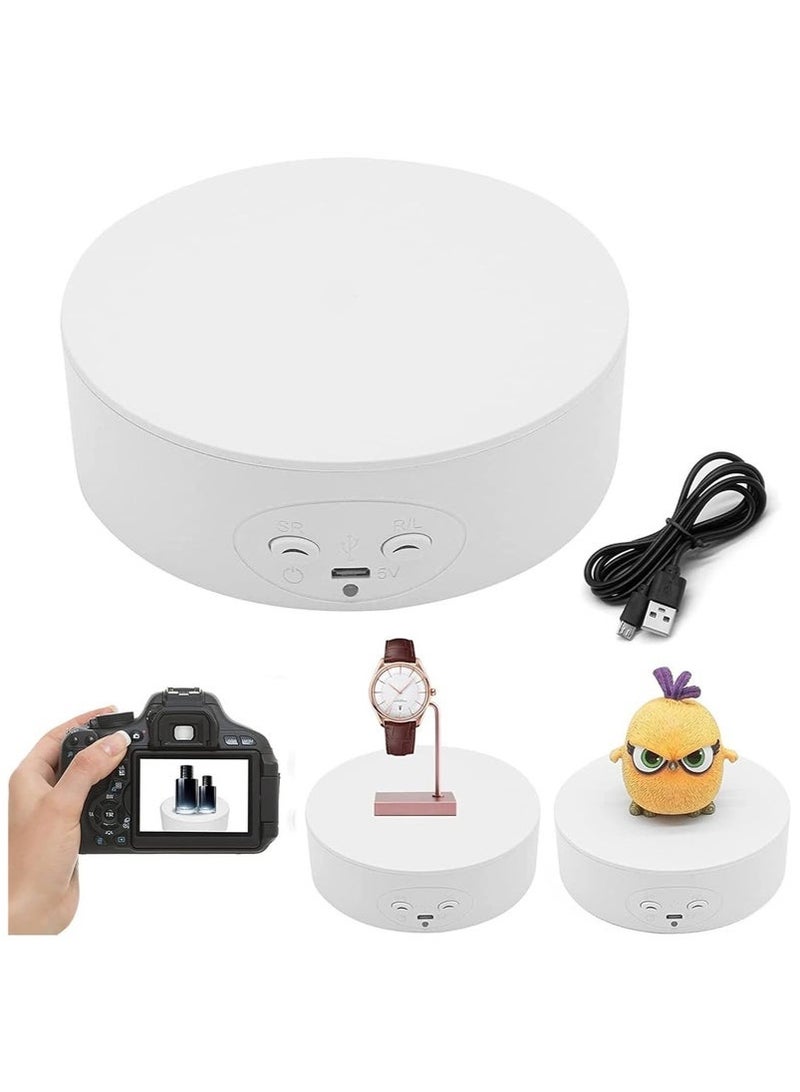 حامل عرض دوار كهربائي، طاولة دوارة كهربائية مع سلك طاقة USB، حامل عرض دوار مع بطارية قابلة لإعادة الشحن، طاولة دوارة تدور 360 درجة لعرض منتجات التصوير الفوتوغرافي - Image 1
