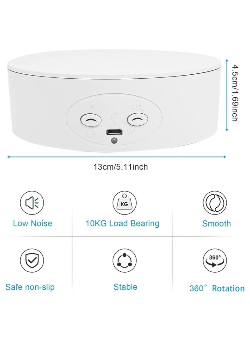 حامل عرض دوار كهربائي، طاولة دوارة كهربائية مع سلك طاقة USB، حامل عرض دوار مع بطارية قابلة لإعادة الشحن، طاولة دوارة تدور 360 درجة لعرض منتجات التصوير الفوتوغرافي - Image 5