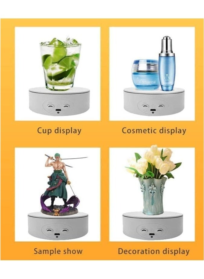 حامل عرض دوار كهربائي، طاولة دوارة كهربائية مع سلك طاقة USB، حامل عرض دوار مع بطارية قابلة لإعادة الشحن، طاولة دوارة تدور 360 درجة لعرض منتجات التصوير الفوتوغرافي - Image 3