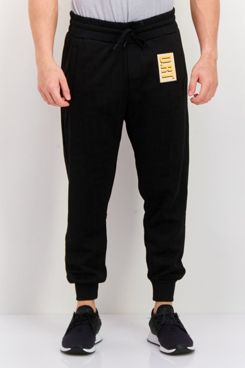 D RT Men Regular Fit Brand Logo Jogger Pants, Black - Image 1