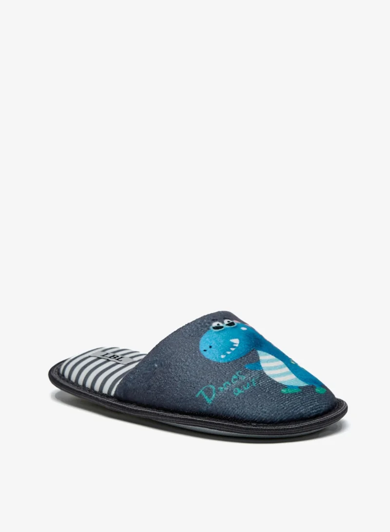 ال بي ال من شو اكسبرس Boys Dinosaur Print Slip On Bedroom Mules By Shoexpress