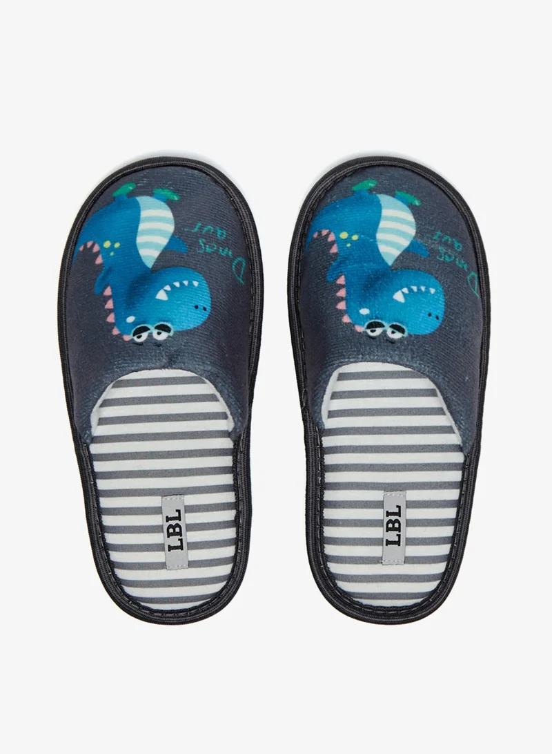 ال بي ال من شو اكسبرس Boys Dinosaur Print Slip On Bedroom Mules By Shoexpress