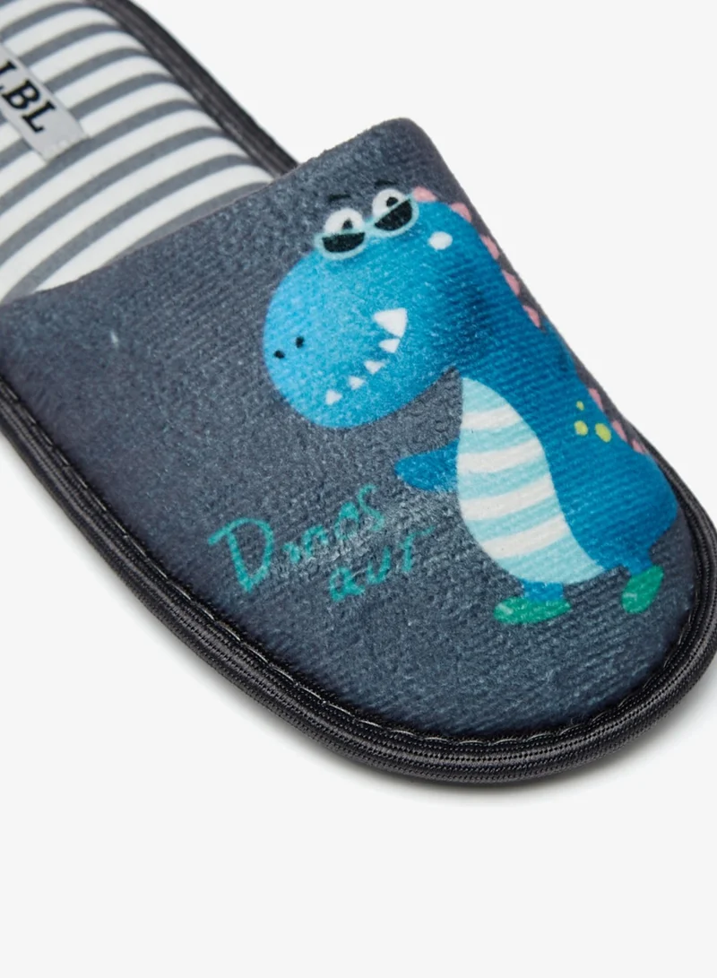 ال بي ال من شو اكسبرس Boys Dinosaur Print Slip On Bedroom Mules By Shoexpress