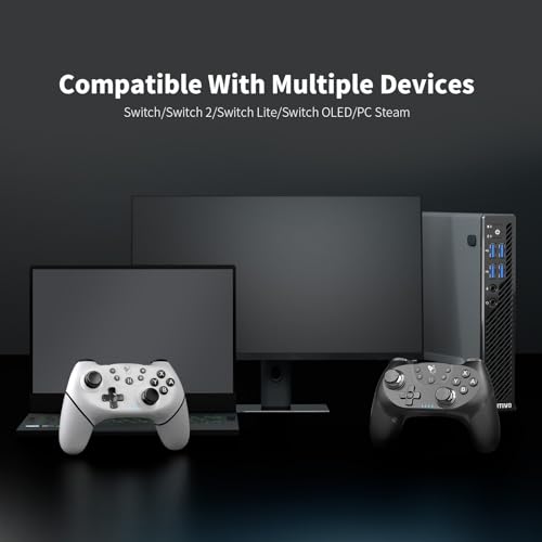 AceGamer Wireless Pro Controller for Nintendo Switch/Lite/OLED/Switch 2/PC, 2 pack, Dual Vibration/Turbo/Ergonomic ! (Black&White) - Image 5