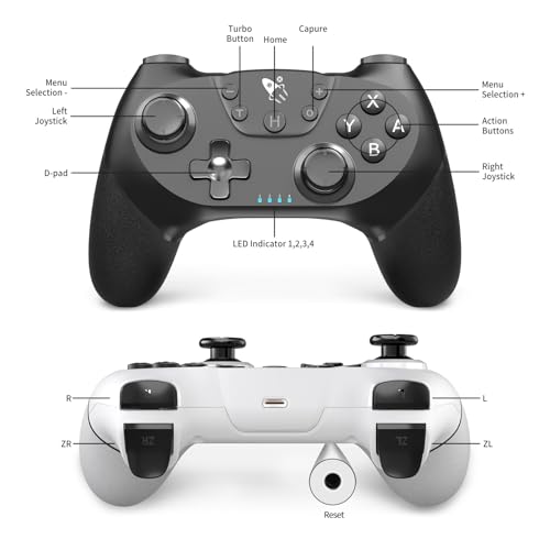 AceGamer Wireless Pro Controller for Nintendo Switch/Lite/OLED/Switch 2/PC, 2 pack, Dual Vibration/Turbo/Ergonomic ! (Black&White) - Image 2