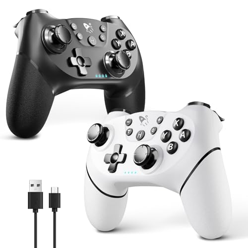 AceGamer Wireless Pro Controller for Nintendo Switch/Lite/OLED/Switch 2/PC, 2 pack, Dual Vibration/Turbo/Ergonomic ! (Black&White) - Image 1
