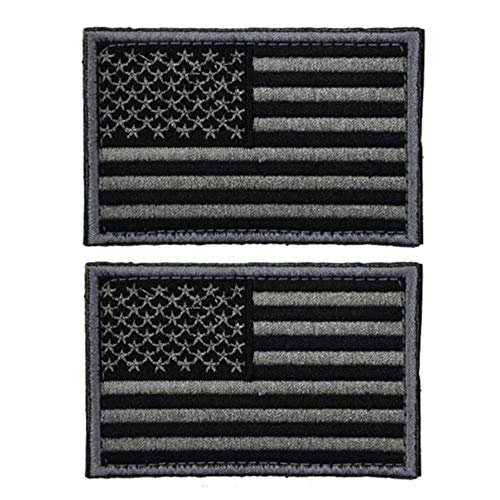 Prohouse 2 Pieces Tactical USA Flag Patch -Black & Gray- American Flag US United States of America Military Uniform Emblem Patches (2 Packs) - Image 1