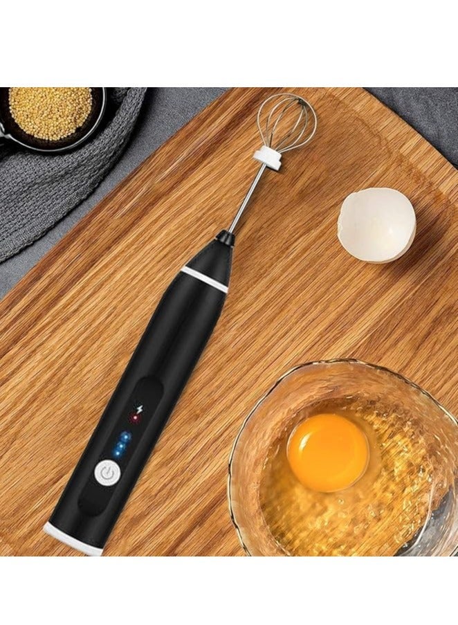 Milk frother handheld, rechargeable electric mixer for coffee drink, foam bread maker, 3 speed adjustable hand held mixer for mini whisk, cappuccino latte hot chocolate (black) - Image 3