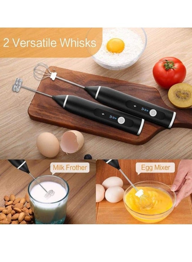 Milk frother handheld, rechargeable electric mixer for coffee drink, foam bread maker, 3 speed adjustable hand held mixer for mini whisk, cappuccino latte hot chocolate (black) - Image 4