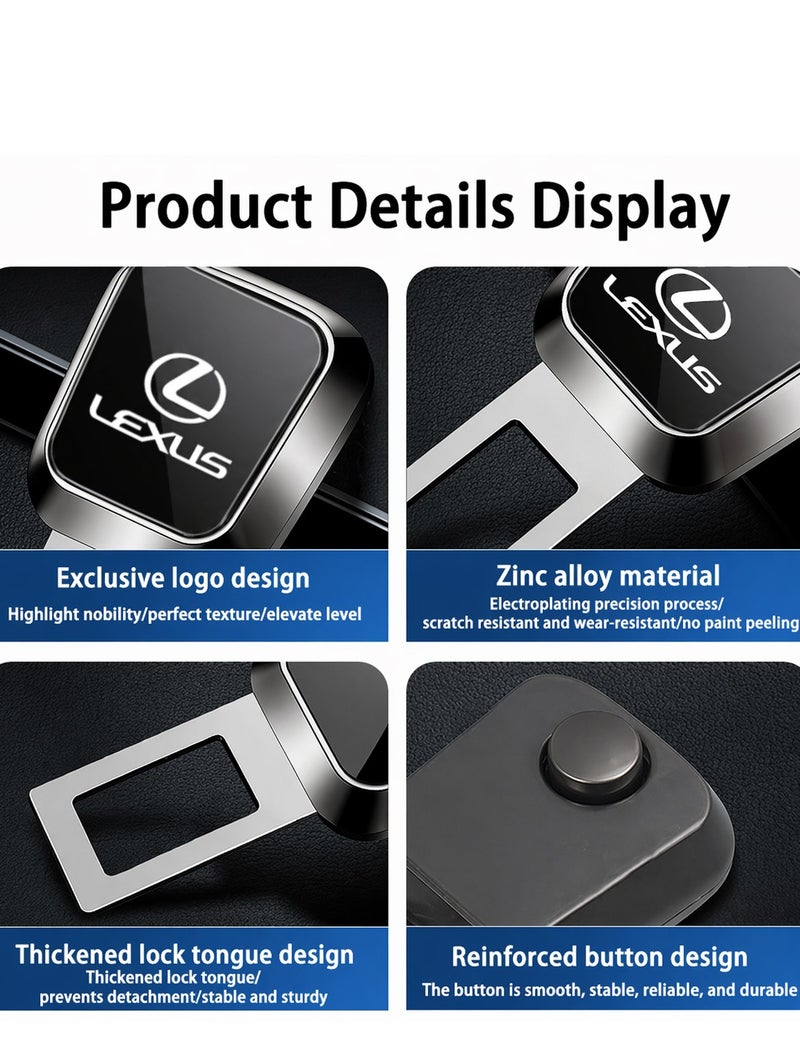 LEXUS Car Seat Belt Extender Clip Metal Safety Buckle Extension Zinc Alloy Seatbelt Extender Universal Car Safety Belt Buckle Lock Extension Durable Seat Belt Clip Car Interior Safety Accessory Easy Install Secure Fit. - Image 5