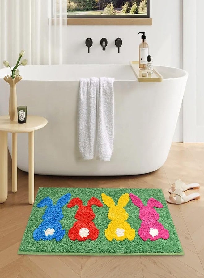 Vanleonet Easter Bathroom Rugs, Cute Bunny Easter Mat for Easter Bathroom, Farmhouse Bath Mats, Holiday Decorations Non Slip 30x20 Inches - Image 1
