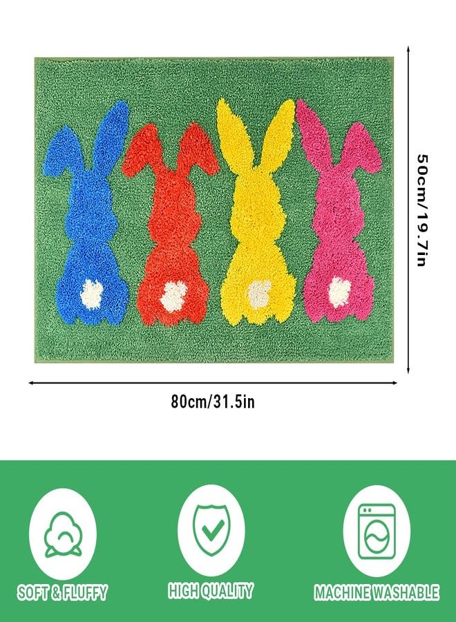 Vanleonet Easter Bathroom Rugs, Cute Bunny Easter Mat for Easter Bathroom, Farmhouse Bath Mats, Holiday Decorations Non Slip 30x20 Inches - Image 2