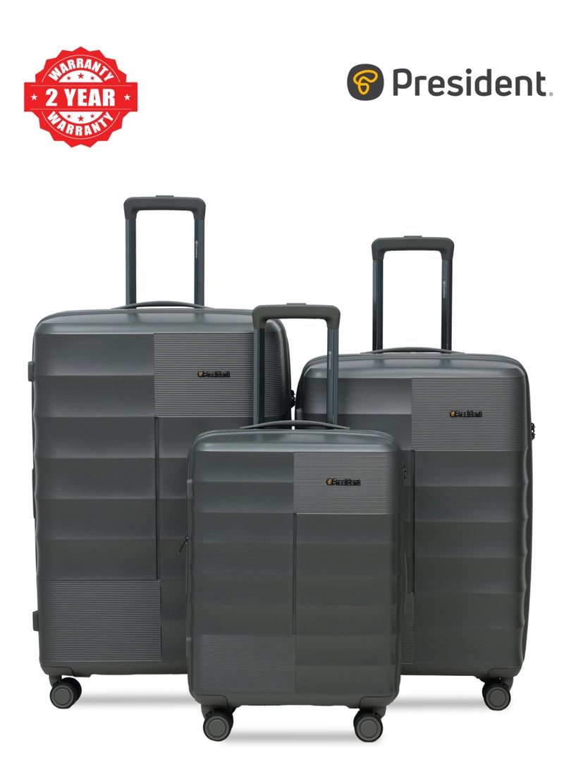 President PP  3-piece luggage set High-quality Travel bag ( S,M,L) spinner wheels, Model -66770 ( olive green ) - Image 1