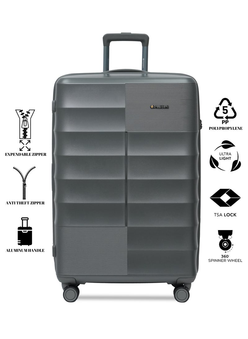 President PP  3-piece luggage set High-quality Travel bag ( S,M,L) spinner wheels, Model -66770 ( olive green ) - Image 4