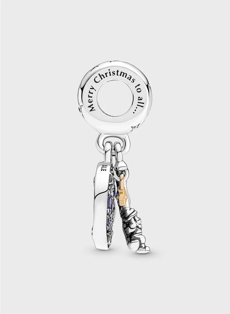 PANDORA Santa Claus On The Moon Double Dangle Charm