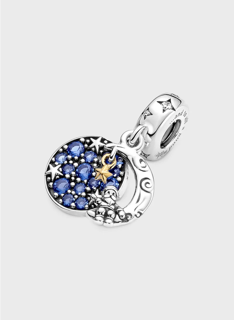 PANDORA Santa Claus On The Moon Double Dangle Charm