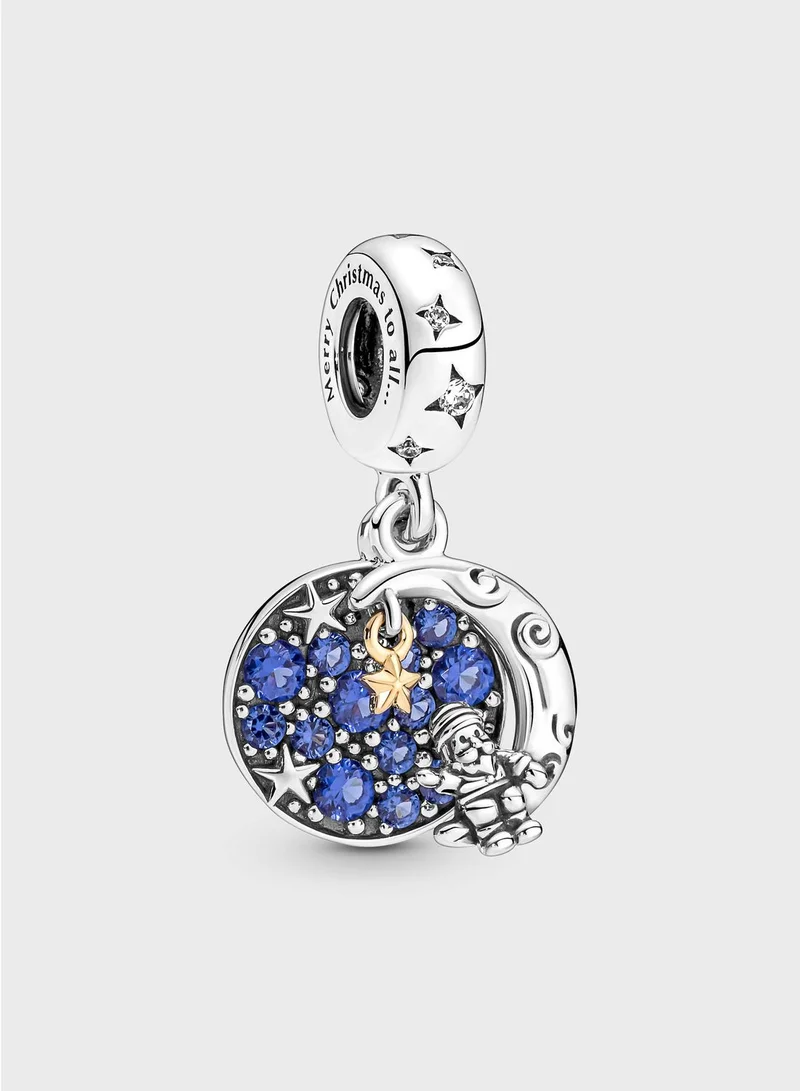 PANDORA Santa Claus On The Moon Double Dangle Charm