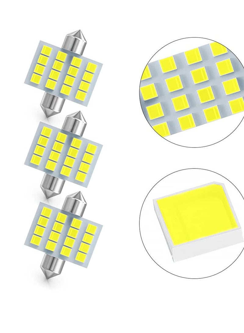 MUNTAQI Led Car Bulb, 8pcs Super Bright White Double Tip 2835 31mm 16SMD Led Car Lights Bulb for Car Interior Dome Map Trunk Light - Image 2