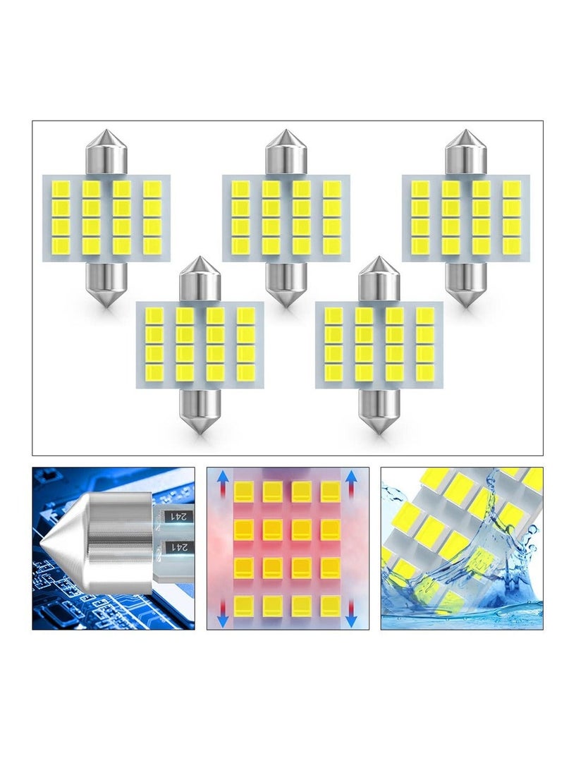 MUNTAQI Led Car Bulb, 8pcs Super Bright White Double Tip 2835 31mm 16SMD Led Car Lights Bulb for Car Interior Dome Map Trunk Light - Image 4