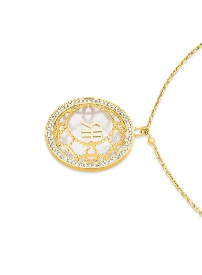 CERRUTI 1881 Arabesque.3 Gold Plated MOP Big Necklace, Earrings and Bracelet Set Womens