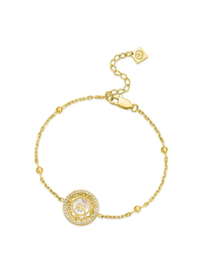 CERRUTI 1881 Arabesque.3 Gold Plated MOP Big Necklace, Earrings and Bracelet Set Womens