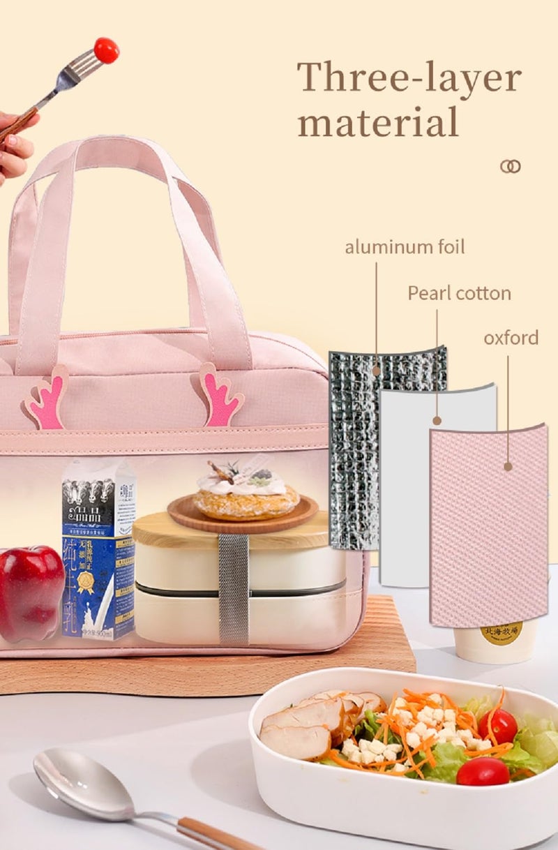 CoolKraft Lunch Bag for School Kids, Girls, Cute Animal Design Bag, Lunch Bag for Office Women Travel Picnic Bag, Insulated Portable Tiffin Bag 24.5 x 23 x 14 cm (Navy Blue) - Image 2