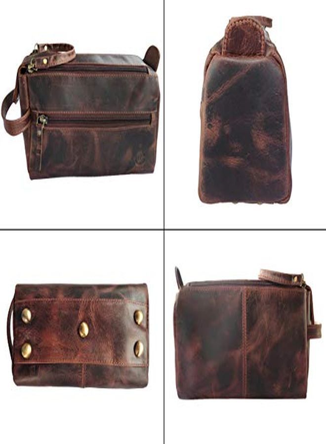 Rustic Town Letry Bag For Men - Hygiene Organizer Travel Dopp Kit By Rustic Town (Walnut Brown)  - Image 5