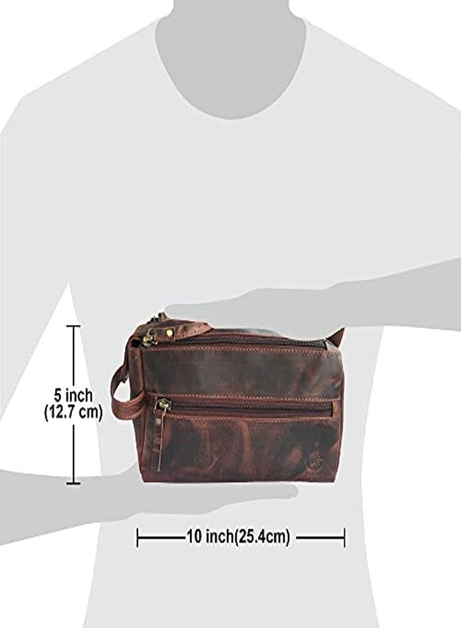 Rustic Town Letry Bag For Men - Hygiene Organizer Travel Dopp Kit By Rustic Town (Walnut Brown)  - Image 2