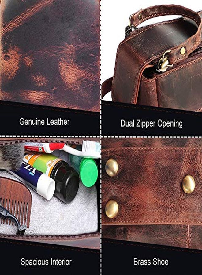 Rustic Town Letry Bag For Men - Hygiene Organizer Travel Dopp Kit By Rustic Town (Walnut Brown)  - Image 3