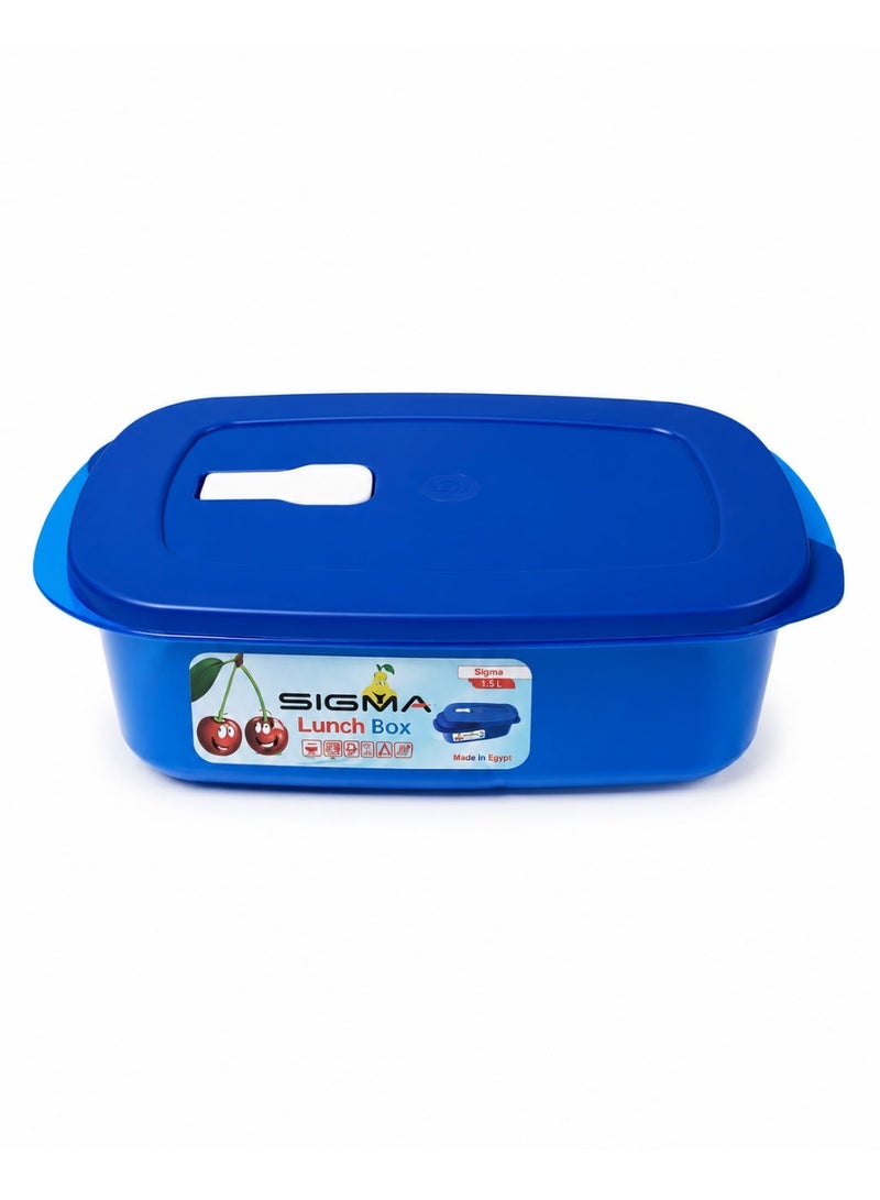 SIGMA Title Sigma Lunch Box 1.5L with Spoon, Fork & Knife – Reusable Food Container with Secure Lid Blue - Image 1