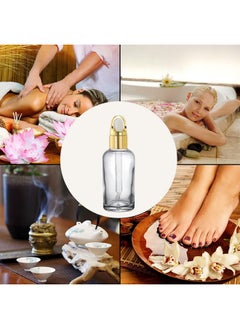 Devinez Devinez (Pack of 2 Multipurpose Refillable Transparent Clear Round Glass Bottle, 50 ml with Fancy Golden Glass Dropper for Cosmetics, Serum, Essential Oils, Blends, Skin Care, Travel, Toners & DIY  - Image 3