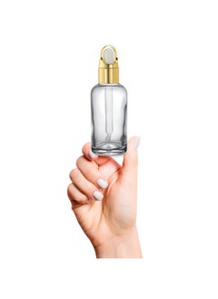 Devinez Devinez (Pack of 2 Multipurpose Refillable Transparent Clear Round Glass Bottle, 50 ml with Fancy Golden Glass Dropper for Cosmetics, Serum, Essential Oils, Blends, Skin Care, Travel, Toners & DIY  - Image 2