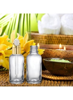Devinez Devinez (Pack of 2 Multipurpose Refillable Transparent Clear Round Glass Bottle, 50 ml with Fancy Golden Glass Dropper for Cosmetics, Serum, Essential Oils, Blends, Skin Care, Travel, Toners & DIY  - Image 4