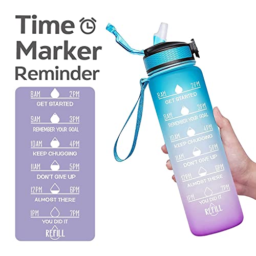 ZUDELLA Silicone Water Bottle-1 Litre Motivational Time Marker-Leak Proof Durable BPA-Free Non=Toxic Water Bottle=(Pack of-1-multi color) - Image 2