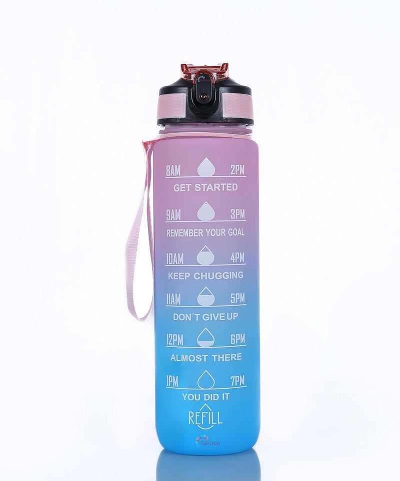 ZUDELLA Silicone Water Bottle-1 Litre Motivational Time Marker-Leak Proof Durable BPA-Free Non=Toxic Water Bottle=(Pack of-1-multi color) - Image 1