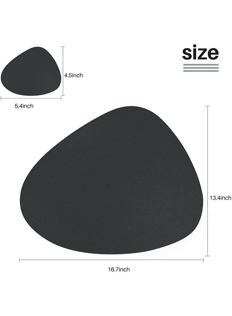 هومستر بلاسيمات و كوستر 4 قطعة مجموعة ، مقاومة للماء ، قابلة للغسيل وسهلة تنظيف طاولة حصيرة ، مقاومة للحرارة غير انزلاق بلاسيمات ، مناسبة لجدول المطبخ (أسود ، 4 بلاسيمات ، 4 كوستر) - Image 3