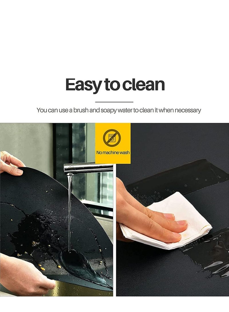 هومستر بلاسيمات و كوستر 4 قطعة مجموعة ، مقاومة للماء ، قابلة للغسيل وسهلة تنظيف طاولة حصيرة ، مقاومة للحرارة غير انزلاق بلاسيمات ، مناسبة لجدول المطبخ (أسود ، 4 بلاسيمات ، 4 كوستر) - Image 4