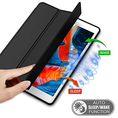 iMieet iPad 9th Generation Case 2021/iPad 8th Generation Case 2020 10.2 Inch with Pencil Holder, iPad 7th Gen 2019 Case with Soft Baby Skin Silicone Back, Auto Wake/Sleep Cover (Black) - Image 3