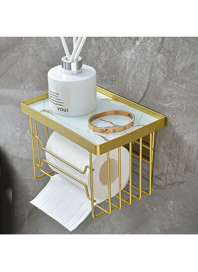 Arabest Toilet Paper Rack, Non Perforated Toilet Tissue Box, Toilet  Wall-Mounted Shelves  - Image 3