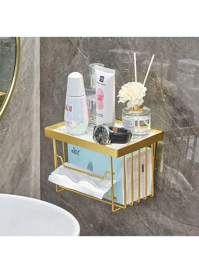Arabest Toilet Paper Rack, Non Perforated Toilet Tissue Box, Toilet  Wall-Mounted Shelves  - Image 5