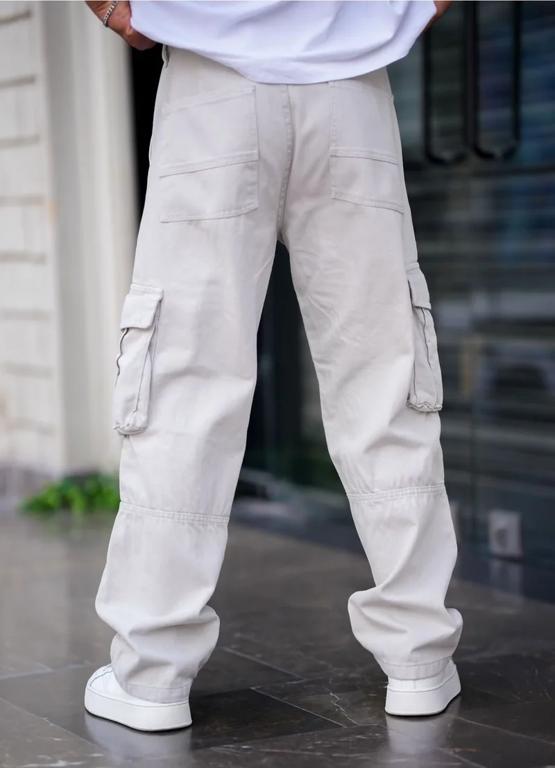 Cool Tarz Cool Style Men's Cargo Pocket Baggy Pants Gray Color