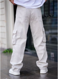 Cool Tarz Cool Style Men's Cargo Pocket Baggy Pants Gray Color  - Image 3