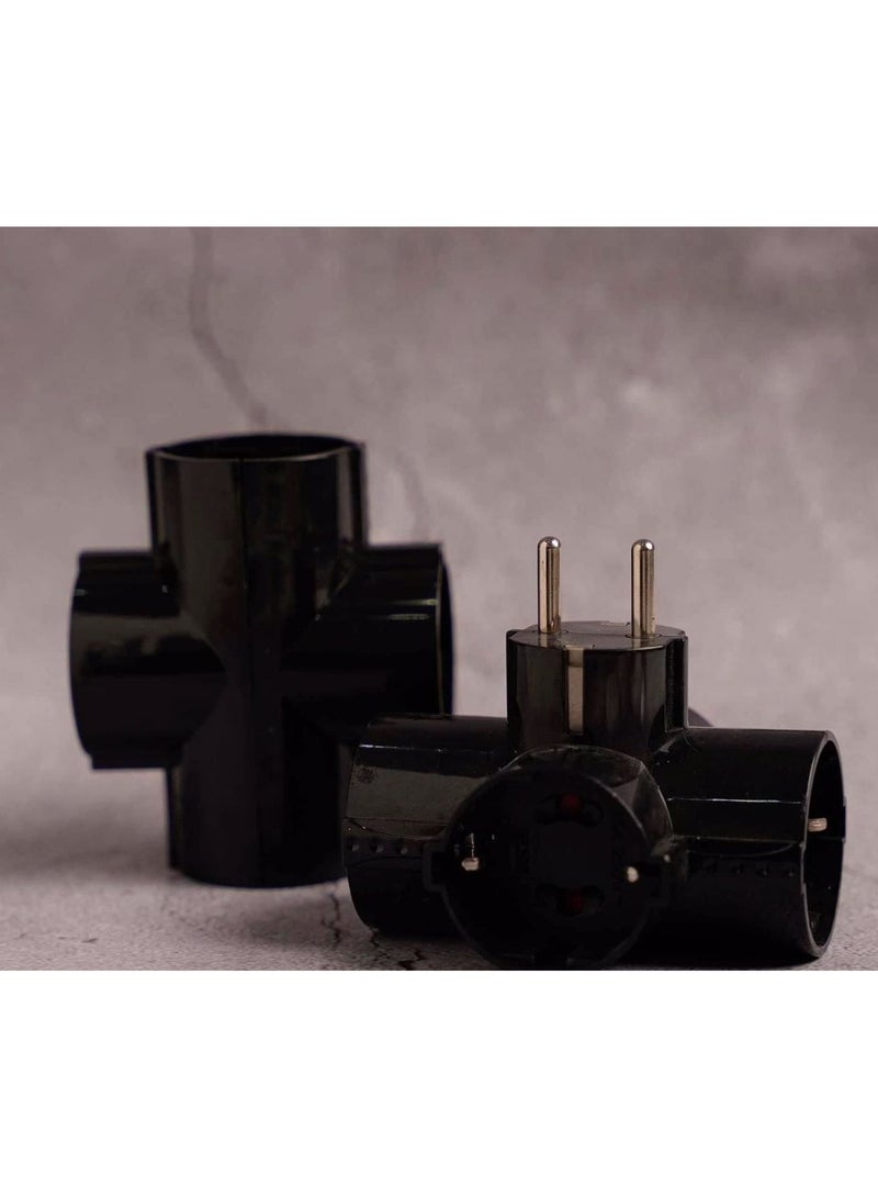 Three-Sided Socket Plug 16 Amp - 250 Volts Black 1 Piece (1) - Image 1