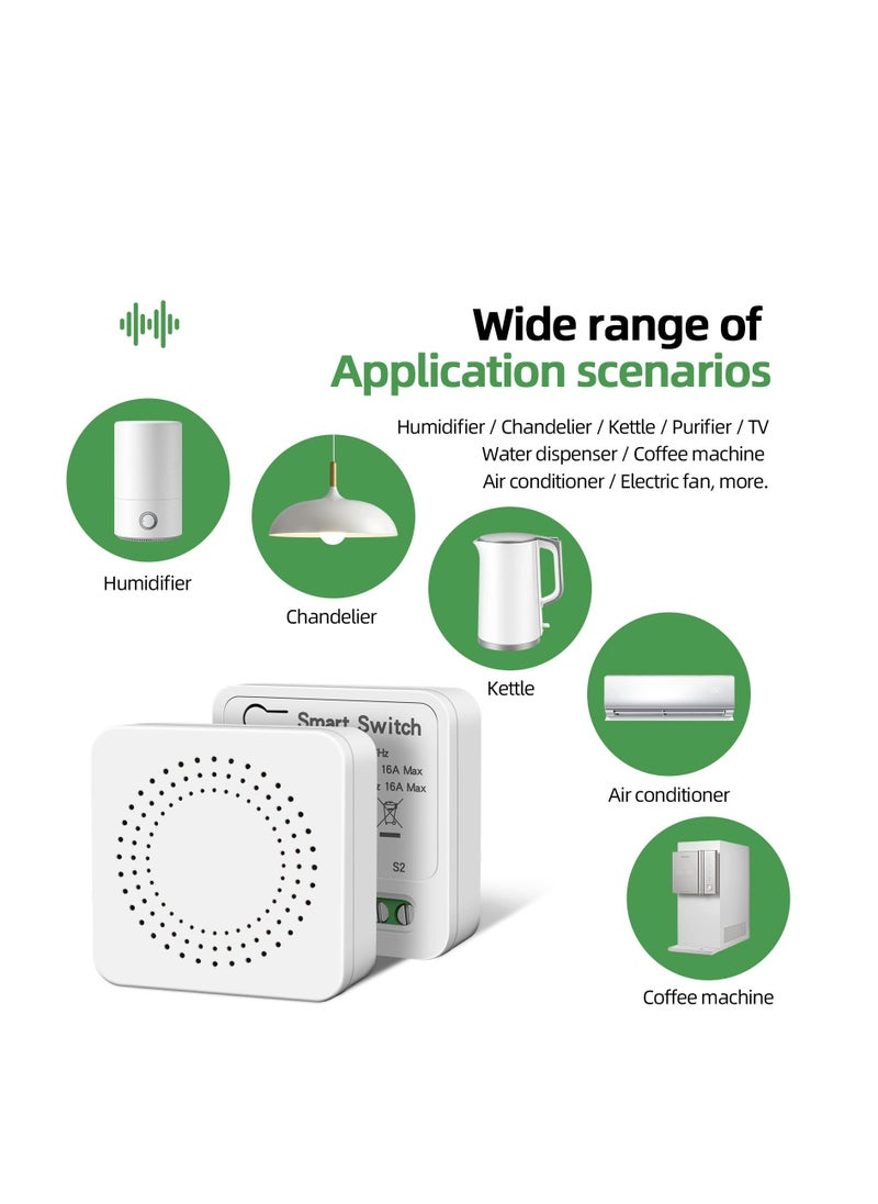 Excefore - Mini Smart Relay WiFi Switch, 16A DIY Smart Light Switch Module, Smart Life Tuya App Control, Compatible with Alexa and Google Home, Smart Speakers with Appointment Timing Function - Image 1