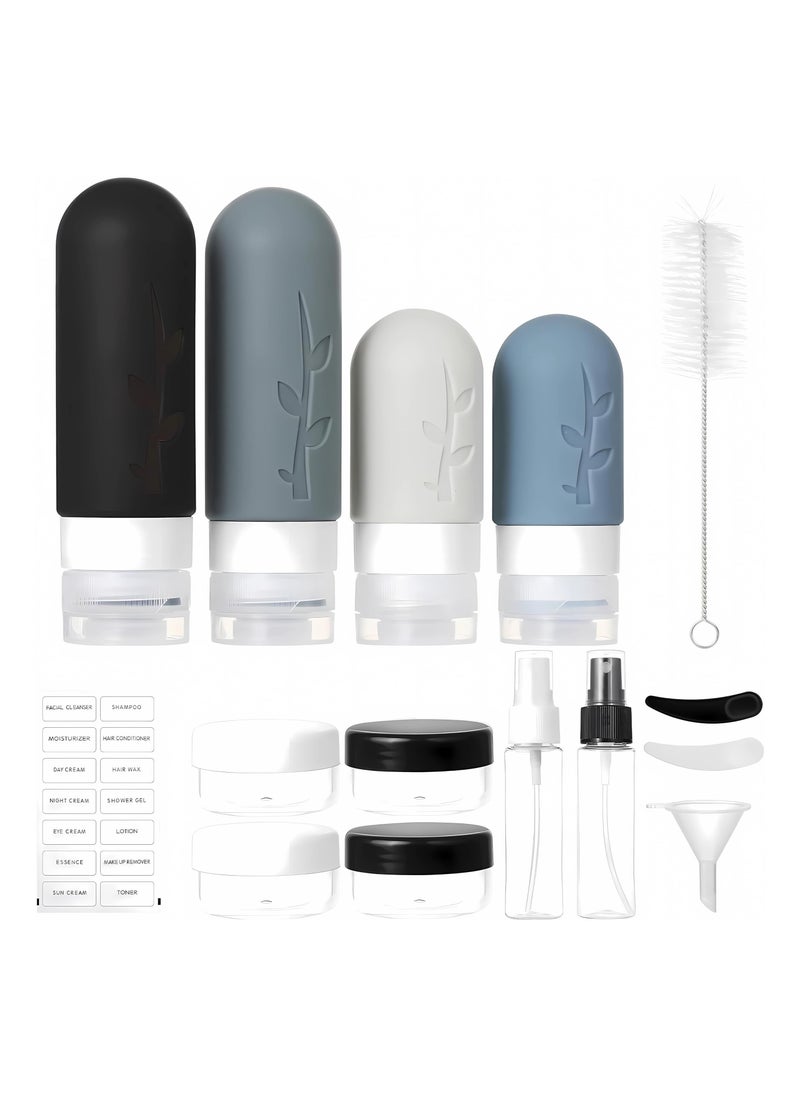 KHAJUL 18pack Travel Bottles for Toiletries, Silicone Travel Containers Jar for Toiletries, Leak Proof Refillable Liqus Shampoo and Conditioner Travel Essentials Toiletry Bottles (Multicolour)  - Image 3
