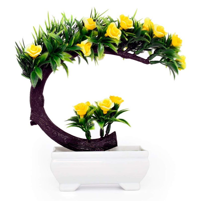 Breewell Bonsai Wild Plant Artificial Plant with Pot Yellow Green BW18 - Image 2