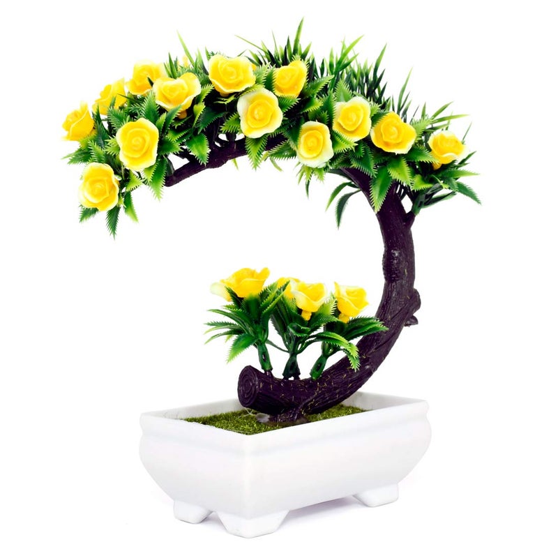 Breewell Bonsai Wild Plant Artificial Plant with Pot Yellow Green BW18 - Image 1